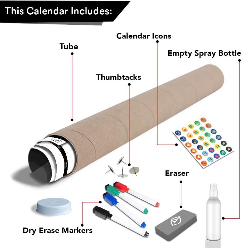 Photo 2 of Lushleaf Designs - Large Dry Erase Wall Calendar - 24x39 Inches - Blank Undated 2023 Reusable Year Calendar - Whiteboard Yearly Poster - Laminated Office Jumbo 12 Month Calendar (Vertical) 24x39 Undated Calendar (Vertical)