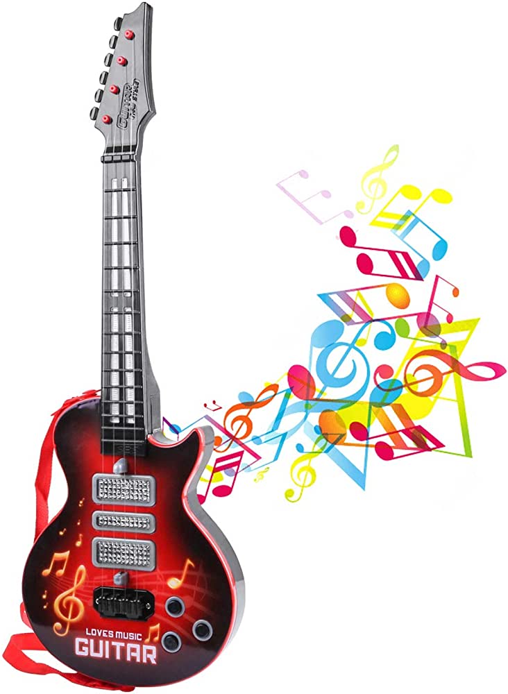 Photo 1 of M SANMERSEN Kids Guitar 4 Strings Electric Guitar for Kids Toddler Guitar with Strap Light Up Musical Toys for 3 4 5 Year Old Boys Girls Gifts