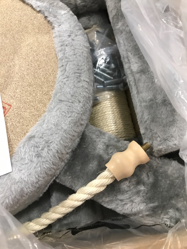 Photo 4 of JOYO Cat Tree for Indoor Cats, 65.5 Inches Multi-Level Cat Tower Cat Tree with Hammock, Scratching Posts, Top Perch, Ladder, Cat Activity Tree Cat Condo with Toys, Cat Climbing Tower for Kitten Play Grey