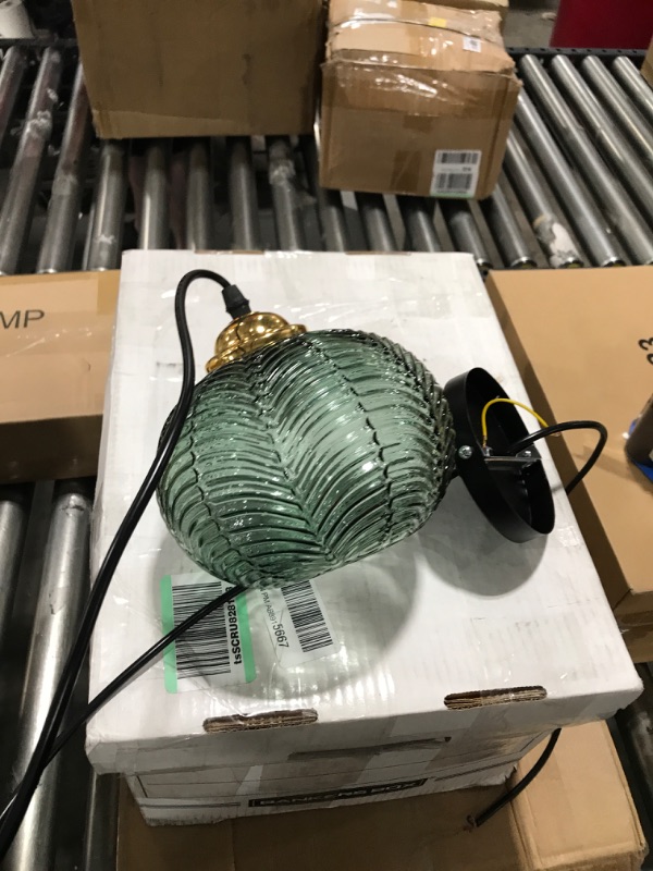 Photo 2 of Raincaty Modern Pendant Light Glass Lamp Shade Pendant Lighting for Kitchen Farmhouse Green Striped Lighting Fixtures (5.9 Inches) https://a.co/d/cHfrbL5