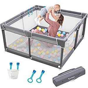 Photo 1 of Artotok Baby Playpen, Playpen for Babies and Toddlers Baby Fence Baby Play Yard Indoor & Outdoor Kids Activity Center Baby Gate Baby Playpen (Grey)