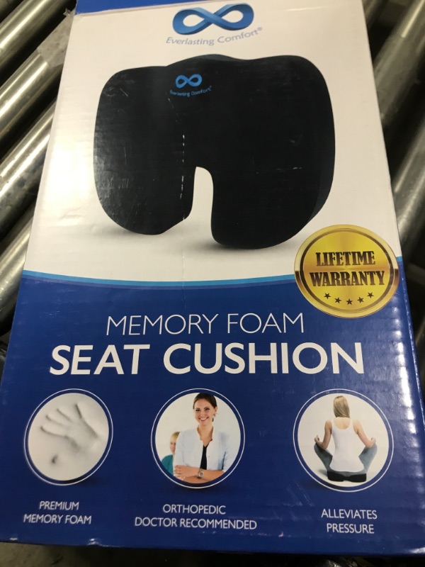 Photo 2 of Everlasting Comfort Seat Cushion - Office Chair Cushions w/ 30% More Memory Foam for All-Day Sitting Comfort - Ergonomic Coccyx, Back, Tailbone Pain Relief Pad Pillow Support for Car Seat, Desk Chair Black Memory Foam