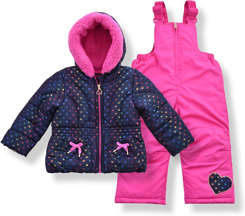 Photo 1 of Arctic Quest Infant, Toddler & Young Girls Puffer Ski Jacket and Snowbib Snowsuit Set  5/6