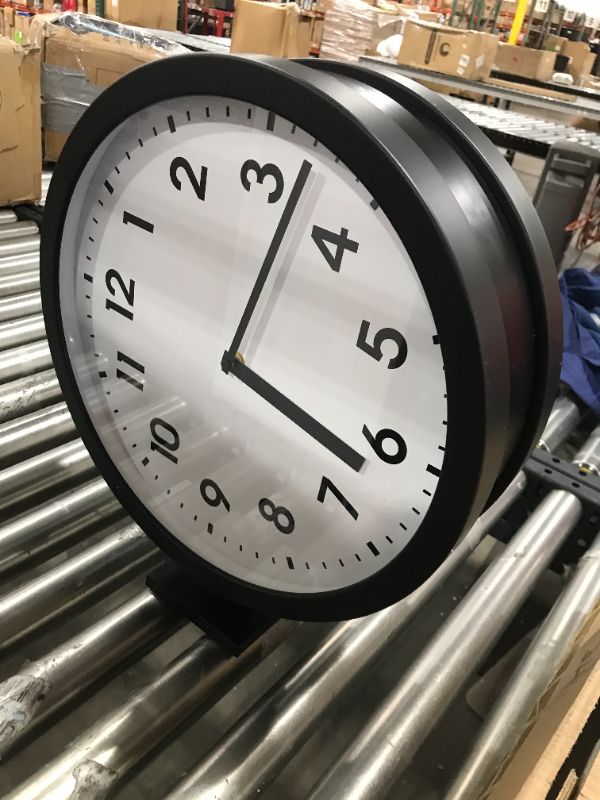 Photo 2 of 15inch Double Sided Wall Clock. Minimalist Designed Classic Station Clock Made of Aluminum, Quiet, Two Faces, Battery Operated, Easy Read, Suit for Living Room, Office, Home Decor & Gift.