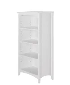 Photo 1 of 48 in. White Wood 4-shelf Standard Bookcase with Adjustable Shelves
