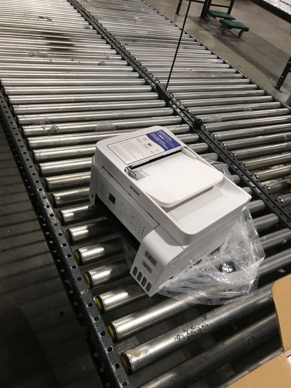 Photo 1 of Epson EcoTank ET-4800 Wireless All-in-One Cartridge-Free Supertank Printer with Scanner, Copier, Fax, ADF and Ethernet – Ideal-for Your Home Office
(UNABLE TO TEST FUNCTIONALITY)
