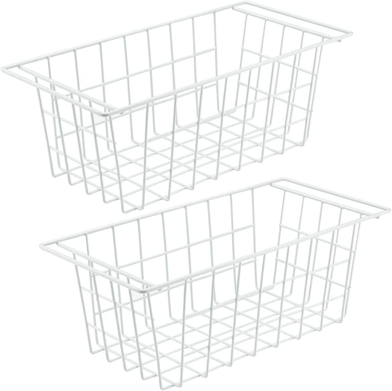 Photo 1 of  Chest Freezer Organizer Bins Deep Freezer Basket Storage Rack Bins Metal Wire Baskets 2 Packs
