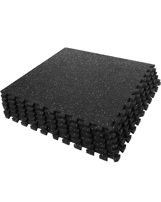 Photo 1 of SUPERJARE 0.56 Inch Thick Exercise Equipment Mats, 6 Tiles EVA Foam Mats with Rubber Top, Interlocking Rubber Floor Tiles for Home Gym and Fitness Room, Protective Flooring Mat, 24 in x 24 in