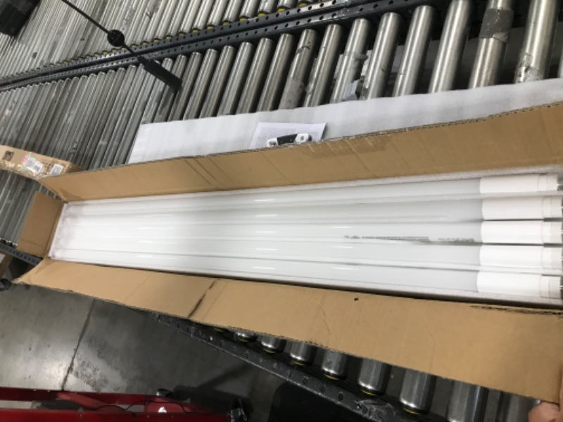 Photo 2 of 8 Foot LED Bulbs, 46W, 5500lm, 5000K, T8 T10 T12 LED Tube Lights, Dual-Ended Ballast Bypass 8FT LED Bulbs (Use Two 4FT), FA8 Single Pin, Frosted Lens, Fluorescent Replacement, UL, FCC, NSF, 20 Pack
