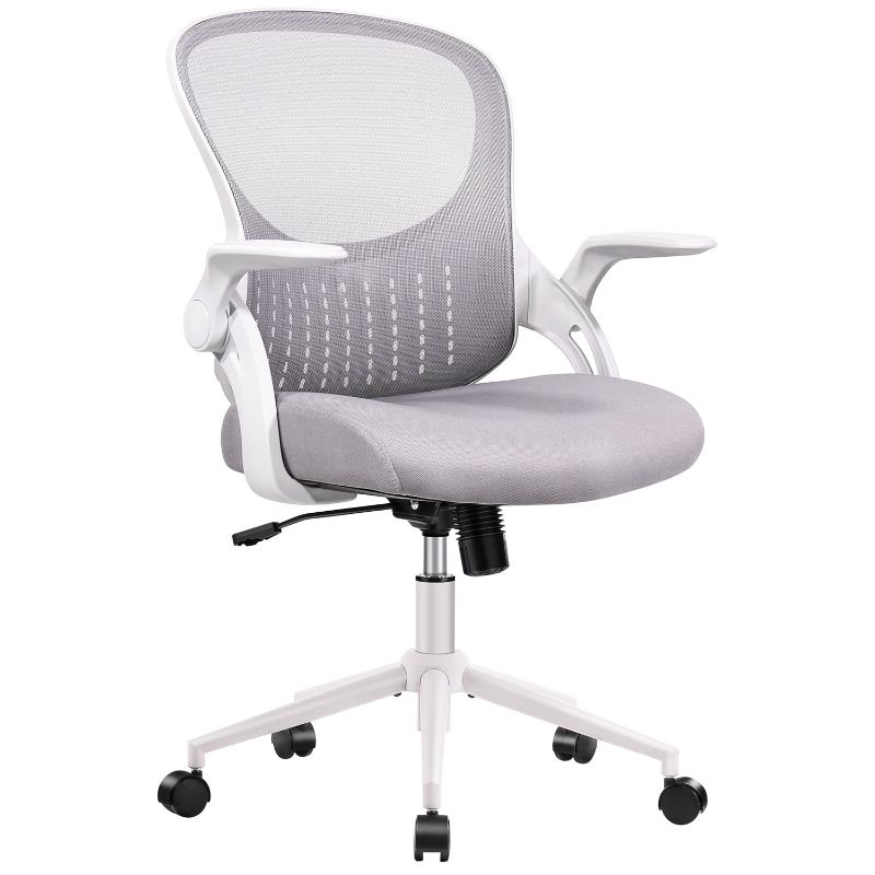 Photo 1 of Office Chair, Ergonomic Desk Chair Mesh Computer Chair with Flip-up Armrests and Adjustable Height, Gray
