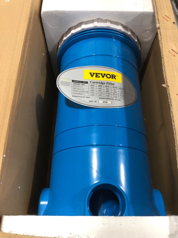Photo 1 of VEVOR Pool Cartridge Filter, 50Sq. Ft Filter Area Inground, Above Ground Swimming System w/Polyester Cartridge,Corrosion-Proof,Auto Pressure Relieve,2 Unions Included