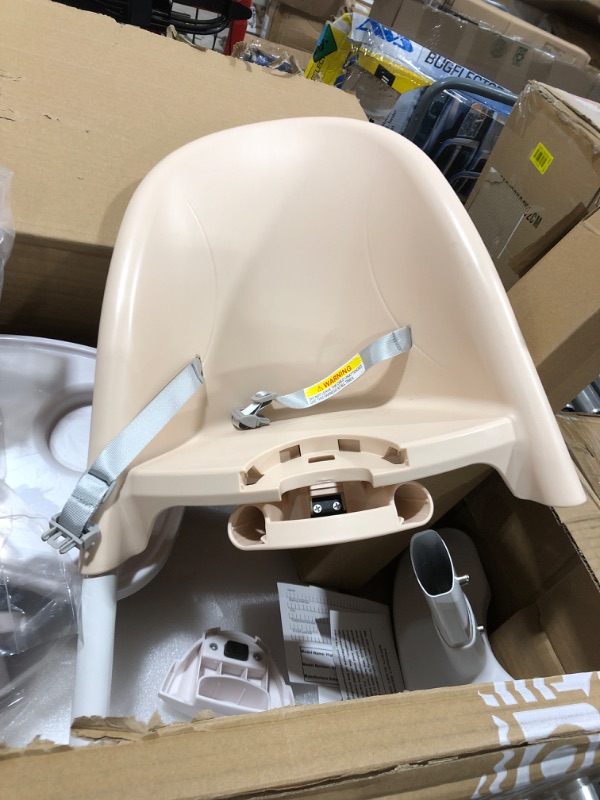 Photo 2 of High Chair Folding,One Click fold,Save Space, Detachable Double Tray, Infant Chair, Car Traveling, 3 in 1 Convertible, 3-Point Harness, Adjustable Footrest, Non-Slip Feet, Adjustable Legs, Cream Color
