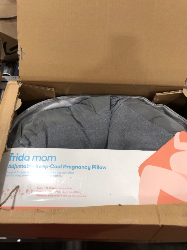 Photo 2 of Frida Mom Adjustable Keep-Cool Pregnancy Pillow | Support for Belly, Hips + Legs for Pregnant Women | Breathable + Cooling Grey Fabric