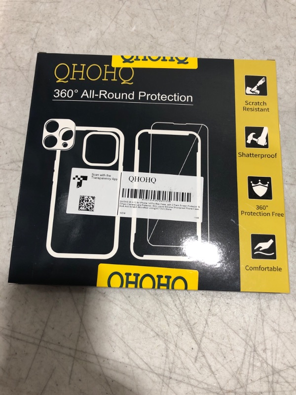 Photo 2 of QHOHQ [5 in 1] for iPhone 14 Pro Max Case, with 2X Screen Protector + 2X Camera Lens Protector, Soft Silicone Military Shockproof Slim Thin Phone Case 6.7 Inch, Stone