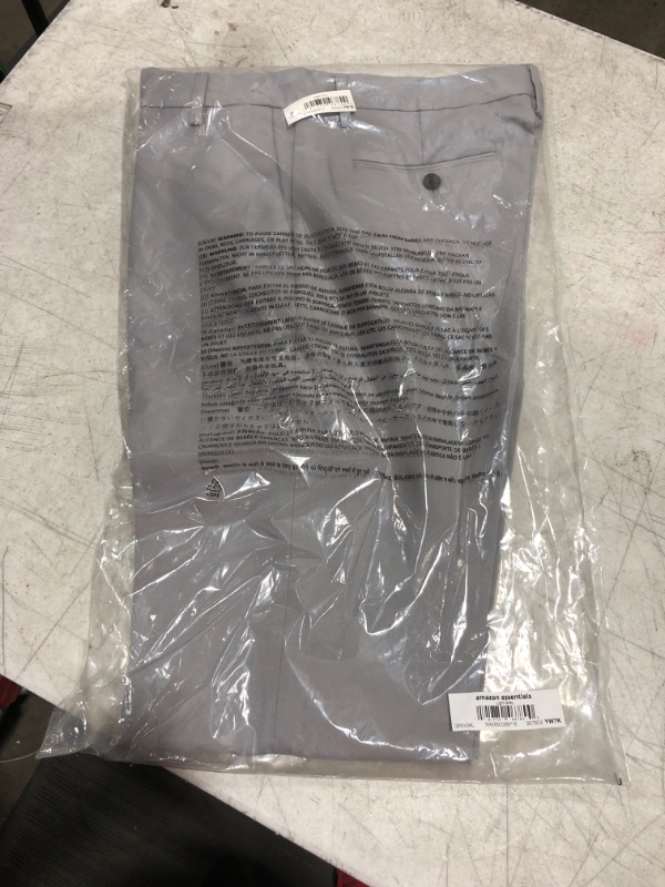 Photo 1 of Amazon Essentials Men's Slim-Fit Flat-Front Dress Pant Polyester Light Grey 32W x 34L