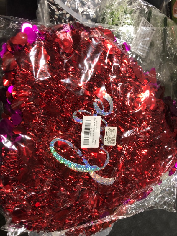 Photo 2 of 4 Pack Valentine Heart Wreaths Red Purple Tinsel Heart Shaped Wreaths with Foil Hearts Love Hanging Valentine's Day Wreaths Decorations for Wedding Birthday Party Front Door Wall Window Mantel Décor