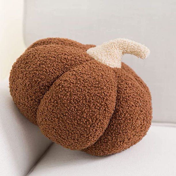 Photo 1 of Phantoscope Pumpkin Ultra Soft Decorative 3D Shaped Plush Fleece Pillows, White, 6" x 12"
