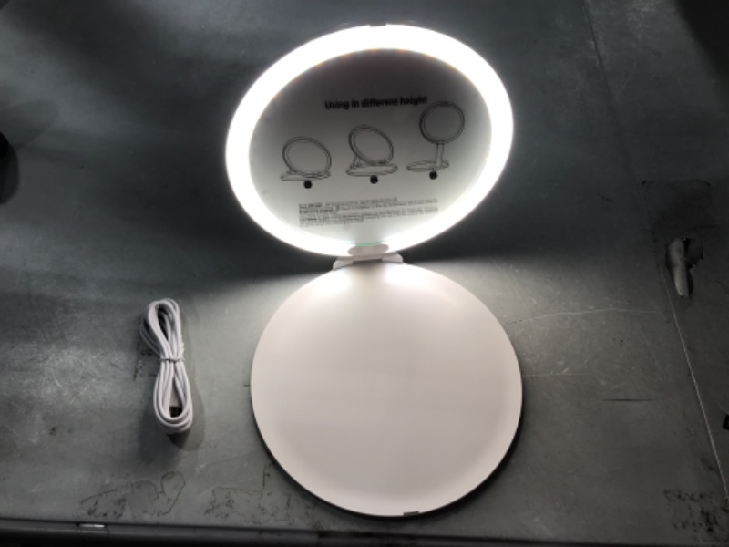 Photo 3 of  Lighted Makeup Mirror Folding Travel Mirror with Light USB Rechargeable Travel Makeup Mirror, Angle&Height Adjustability, Portable Vanity Mirror with 80 LED, 2000 mAh (7.87 Inch)