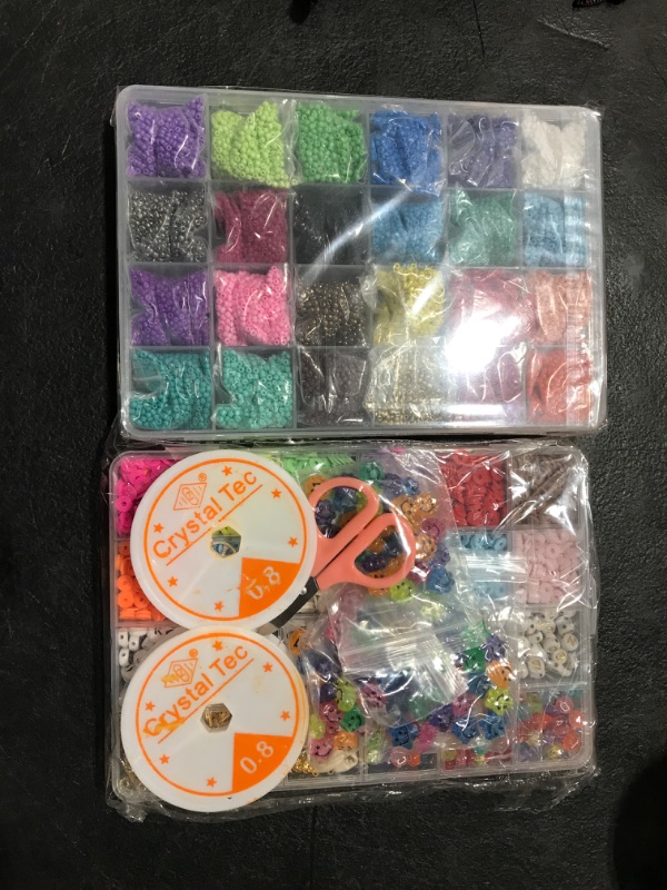 Photo 2 of YUESHUO 26,400pcs Beads for Jewelry Making Kit Include 24000pcs Glass Seed Beads & 2400pcs Heishi Flat Beads,Luminous Smiley Face Beads,Elastic Strings,Beading Supplies for Handmade DIY Gift Kit