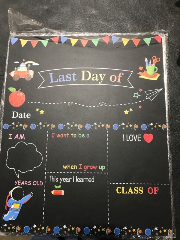 Photo 2 of First Day of School Board, 10 x 12 Inch My 1st Day of School Sign Reusable Double-Sided Printing, First and Last Day of Back to School Board for Preschool Kindergarten Photo Prop for Girls and Boys