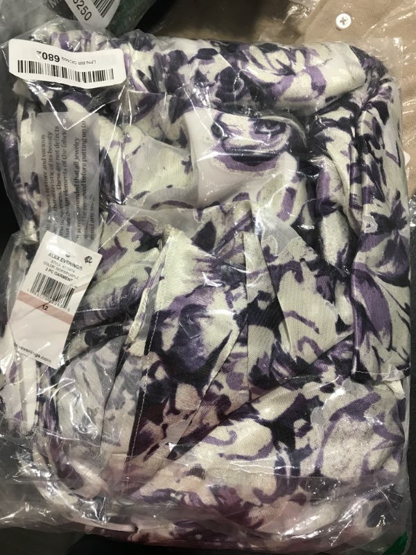 Photo 1 of Alex Evenings Women's Sleeveless Printed Chiffon Mid-Length Dress With Jacket 12 Ivory and Purple