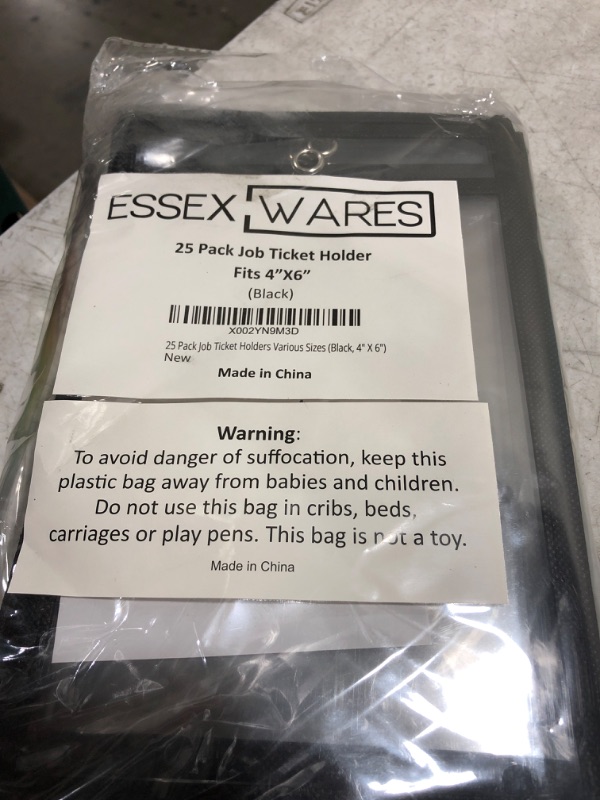 Photo 2 of Essex Wares Job Ticket Holder – 25-Pack Dry Erase Pocket Sleeves – 6 x 9-inch Clear Pocket Sleeves – Teacher Supplies for Classroom, Home – Erasable Pockets Folders with Rings for Kids – Black Black 4" X 6"