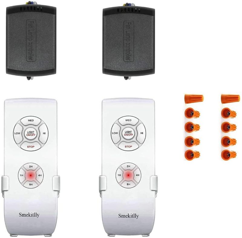 Photo 1 of 2 Pack Universal Small Size Ceiling Fan Remote Control Kits, 4-in-1 Fan Speed, Light and Timing Wireless Control for Hunter/Harbor Breeze/Westinghouse/Honeywell/Other Ceiling Fan lamp
