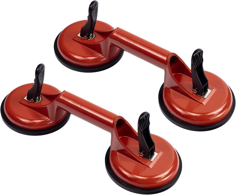 Photo 1 of 2 Pack Glass Suction Cups Heavy Duty Aluminum Vacuum Plate Handle Glass Holder Hooks to Lift Large Glass/Floor Gap Fixer/Tile Suction Cup Lifter/Moving Glass/Pad for Lifting/Dent Puller
