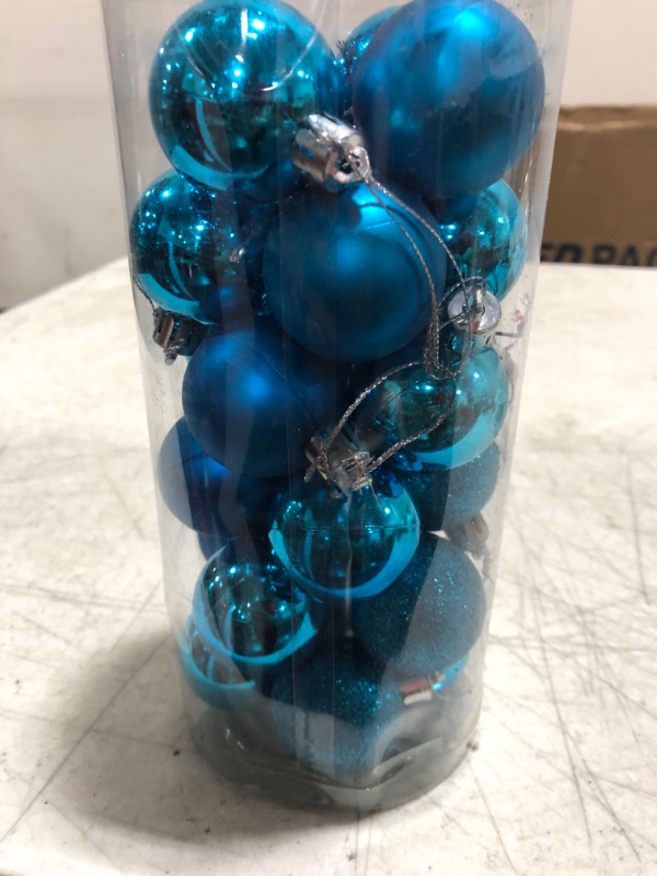 Photo 2 of Acronde 24PCS 1.57" Christmas Ball Ornaments Xmas Tree Balls Shatterproof Christmas Decoration Perfect Hanging Ball for The Home Holiday Christmas Party Decoration (Lake Blue)