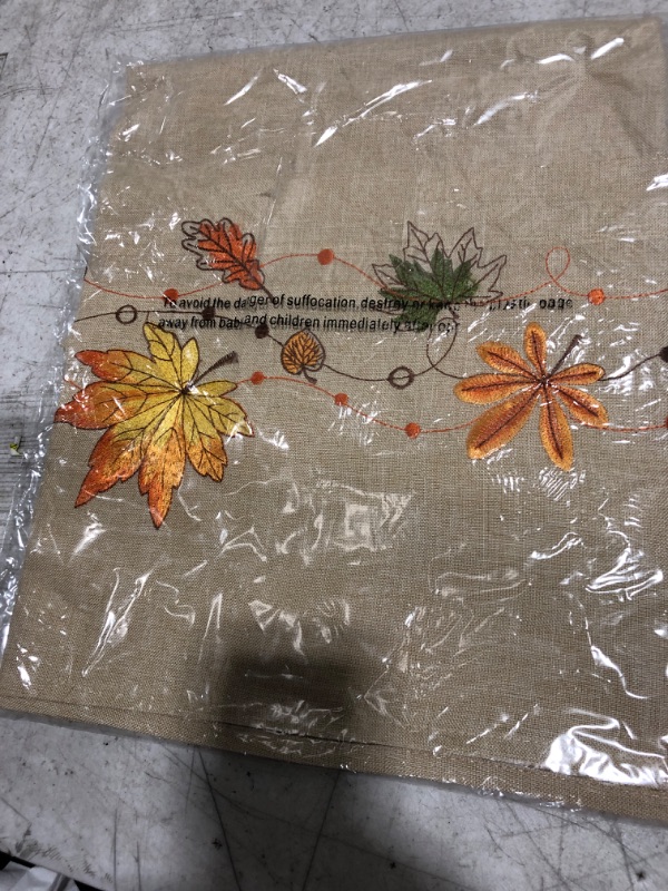 Photo 2 of GRANDDECO Thanksgiving Harvest Table Runner 13"x34",Embroidered Maple Leaves Dresser Scarf Table Cover, Autumn Or Fall Decorations
