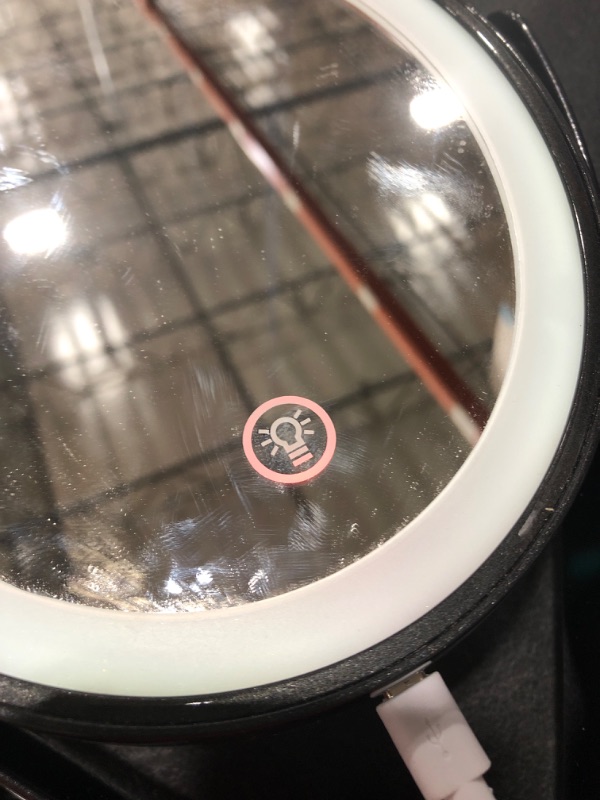 Photo 1 of Aesfee Double-Sided 1x/7x Magnification LED Makeup Mirror with Lights, Lighted Vanity Magnified Mirror USB Chargeable, Touch Sensor Control 3 Light Settings Illuminated Countertop Mirrors - Black