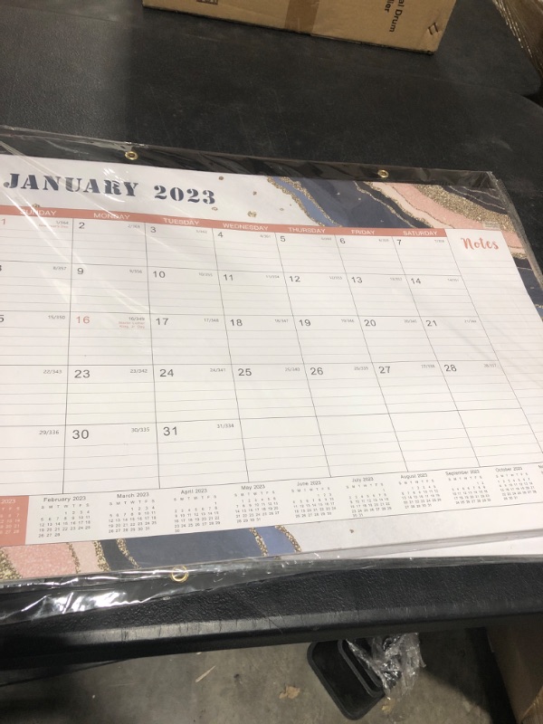 Photo 2 of 2023 Desk Calendar - Large Desk Calendar 2023, Jan. 2023 - Dec. 2023, 22" x 17", 12 Months Planning, Large Ruled Blocks, Tear Off Design, 2 Corner Protectors & 2 Hanging Hooks - Multicolored