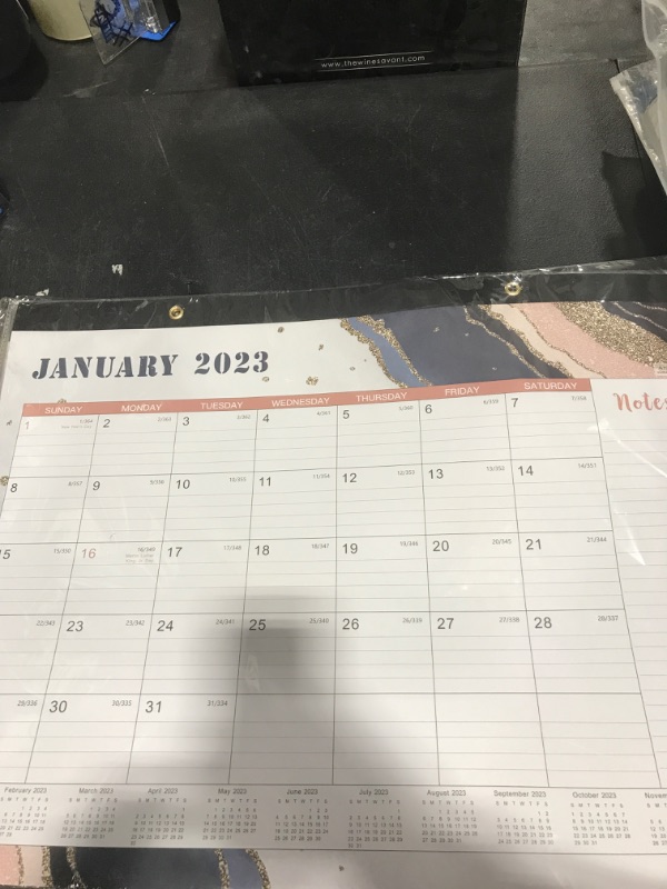 Photo 2 of 2023 Desk Calendar - Large Desk Calendar 2023, Jan. 2023 - Dec. 2023, 22" x 17", 12 Months Planning, Large Ruled Blocks, Tear Off Design, 2 Corner Protectors & 2 Hanging Hooks - Multicolored