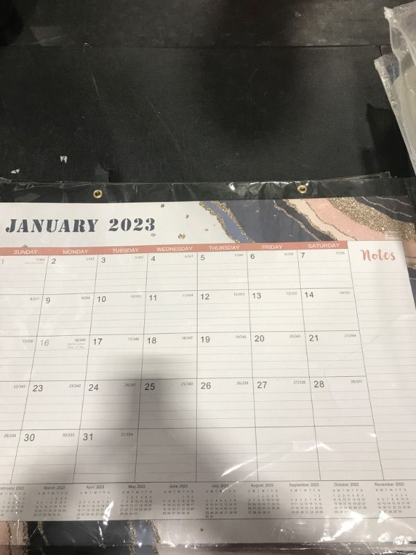 Photo 2 of 2023 Desk Calendar - Large Desk Calendar 2023, Jan. 2023 - Dec. 2023, 22" x 17", 12 Months Planning, Large Ruled Blocks, Tear Off Design, 2 Corner Protectors & 2 Hanging Hooks - Multicolored