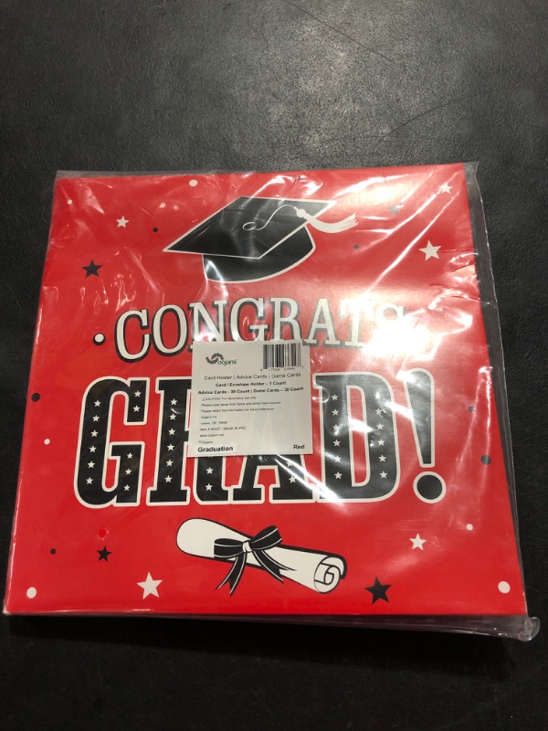 Photo 1 of Oojami 3-in-1 Graduation Party Decorations Box Card Box Includes Advice cards and Graduation Party Game Cards - Who Knows The Graduate Best Ideal for 2023 Graduate Supplies (Red)