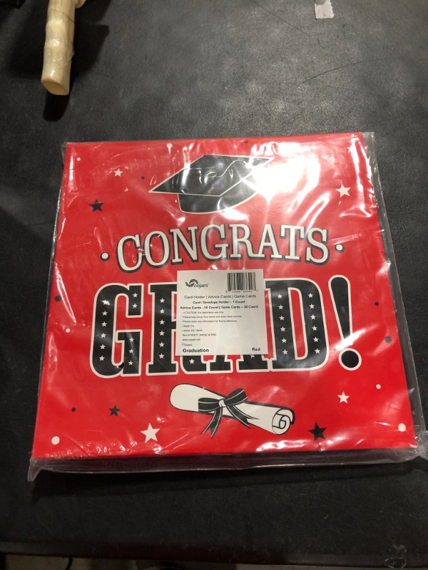Photo 1 of Oojami 3-in-1 Graduation Party Decorations Box Card Box Includes Advice cards and Graduation Party Game Cards - Who Knows The Graduate Best Ideal for 2023 Graduate Supplies (Red)