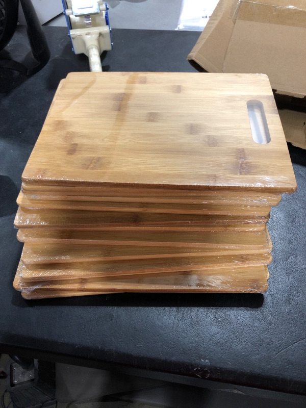 Photo 2 of (Set of 12) 12x9" Bulk Plain Rectangular Blank Bamboo Cutting Boards