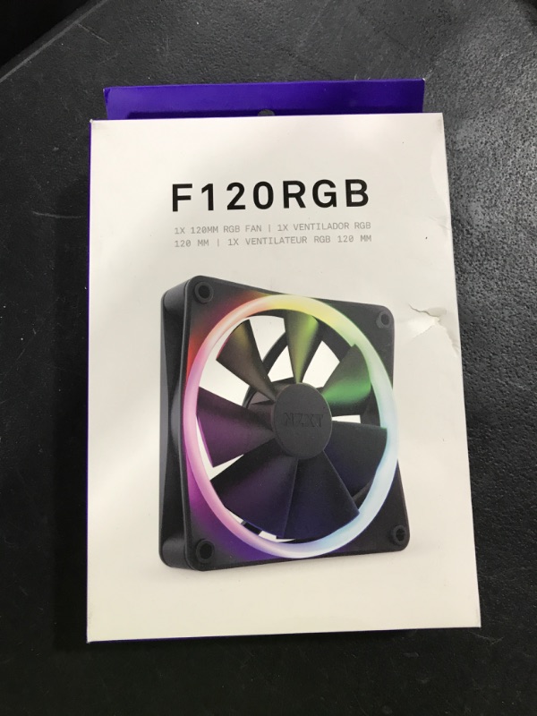 Photo 2 of NZXT F120 RGB Fans - RF-R12SF-B1 - Advanced RGB Lighting Customization - Whisper Quiet Cooling - Single (RGB Fan & Controller Required & NOT Included) - 120mm Fan - Black Black 120mm Single Pack Fans