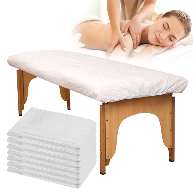 Photo 1 of 20 PCS Disposable Thick Massage Table Covers Fitted Bed Sheets 82 x 35 inches Soft Breathable(White)