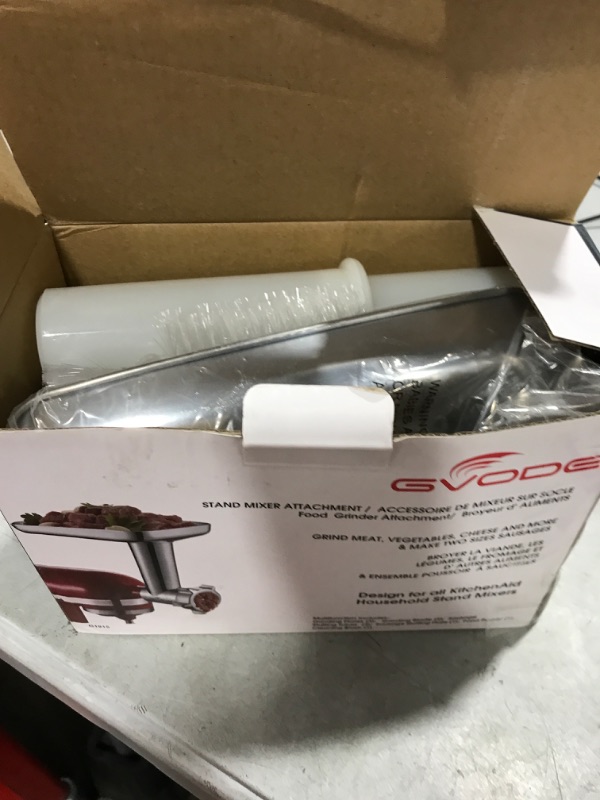 Photo 2 of Metal Food Grinder Attachment for KitchenAid Stand Mixers, Kitchen aid Meat Grinder Included 3 Sausage Stuffer Tubes, 4 Grinding Plates, 2 Grinding Blades, Kubbe Meat Processor Accessories Metal Silver