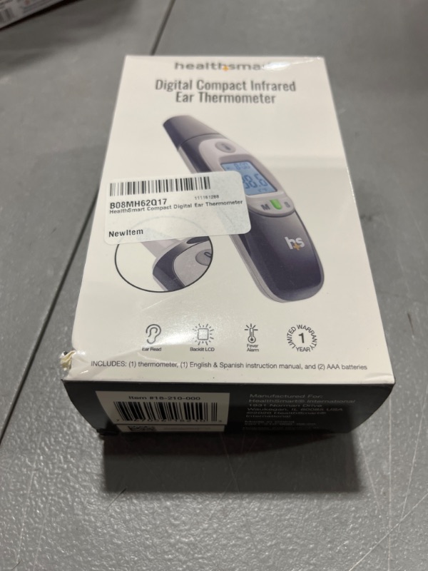 Photo 2 of HealthSmart Compact Instant Read Infrared Digital Ear Thermometer, Measures Ambient Air Temperatures, Fahrenheit and Celsius Readings, FSA & HSA Eligible, Grey
