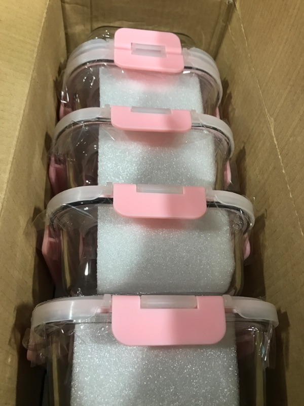 Photo 2 of [10 Pack] Glass Meal Prep Containers, Food Storage Containers with Lids Airtight, Glass Lunch Boxes, Microwave, Oven, Freezer and Dishwasher Safe Pink