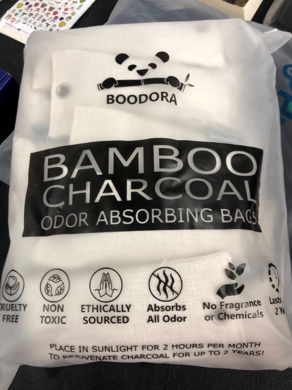 Photo 2 of BOODORA 20 Pack Bamboo Charcoal Shoe Deodorizer Bags,Air Purifying Bag,Activated Bamboo Charcoal Bag Odor,Smell Eliminator,Natural Pet-Friendly Air Freshener Home,Car,Closet,Basement,Pets(Beige)