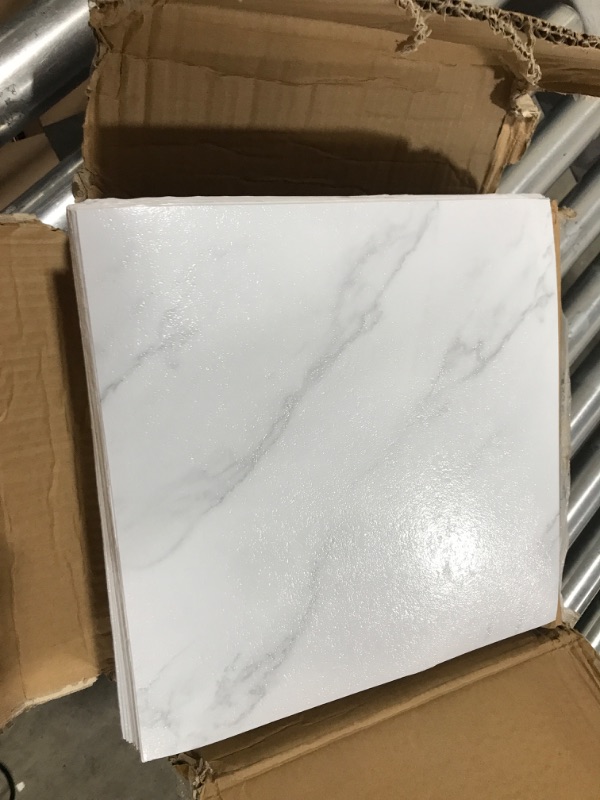 Photo 2 of 100 Pcs Self Adhesive Peel and Stick Floor Tile 12 x 12 Inch Waterproof Vinyl Flooring Tile Floor Vinyl Sticker Tiles for Kitchen Bedroom Basement Bathroom (Marble Style)