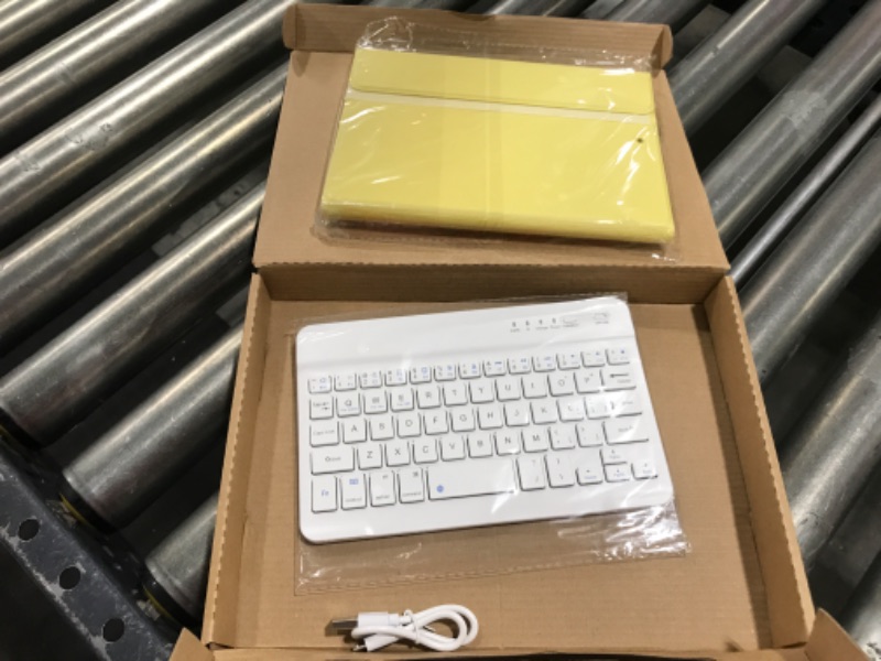 Photo 2 of Bluetooth Keyboard Case for iPad Mini4 /5 7.9inch,Wireless Detachable iPad Keyboard Case with Pencil Holder yellow