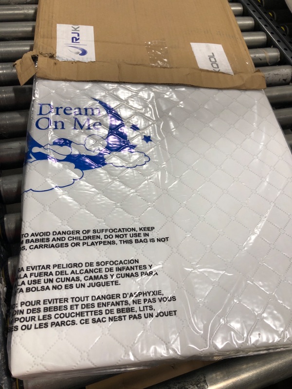 Photo 2 of Dream On Me Universal Cradle Mattress | Waterproof | 2” Fiber Core | Cradle Mattress | Greenguard Gold Certified | 36" x 18" White Check Vinyl Cover