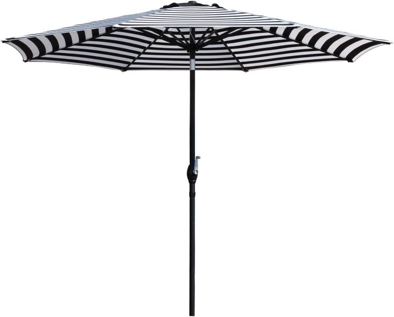 Photo 1 of  Patio Umbrella Tilts Outdoor Umbrella Picnic Table Umbrella Pool Umbrella for Garden, Deck, Backyard and Beach (BLAck and White) (STOCK PHOTO FOR REFERENCE ONLY) 