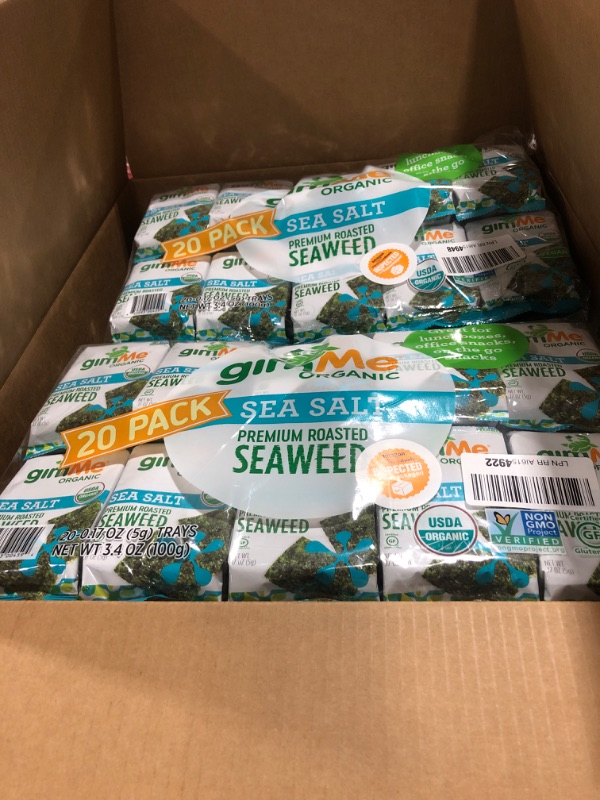 Photo 2 of  EXPIRED MAY 2023 gimMe - Sea Salt - 20 Count - Organic Roasted Seaweed Sheets - Keto, Vegan, Gluten Free - Great Source of Iodine & Omega 3’s - Healthy On-The-Go Snack for Kids & Adults #1 Sea Salt 6 packs in each box