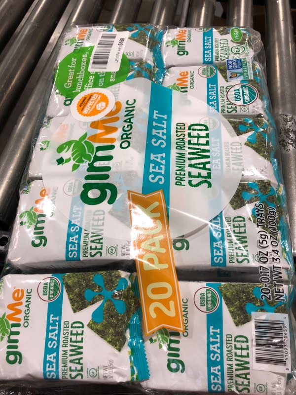 Photo 2 of  EXPIRED MAY 2023 gimMe - Sea Salt - 20 Count - Organic Roasted Seaweed Sheets - Keto, Vegan, Gluten Free - Great Source of Iodine & Omega 3’s - Healthy On-The-Go Snack for Kids & Adults #1 Sea Salt