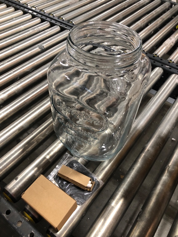 Photo 2 of 2 Gallon Glass Beverage Dispenser with Ice and Fruit Infusers, Stainless Steel Spigot, Chalkboard Label and Metal Lid, Wide Mouth Lemonade Drink Dispenser, Yorkshire Mason Jar, Kombucha Fermenting